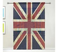 Use7 Vintage Union Jack British Window Sheer Curtain Panels 55"x 84", 1-Piece Modern Window Treatment Panel for Children Kids Home Living Dining Room Playroom Decoration