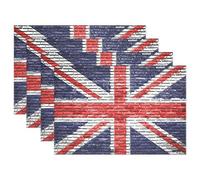 Use7 Vintage Union Jack Placemat Table Mat, Brick Wall 12" x 18" Polyester Table Place Mat for Kitchen Dining Room 1 Piece