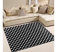 Use7 White Black Polka Dot Area Rug for Living Room Bedroom 160cm x 122cm(5.3 x 4 feet)