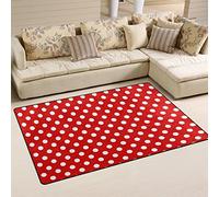Use7 White Red Polka Dot Area Rug Rugs Non-Slip Floor Mat Doormats Living Room Bedroom 100 x 150 cm(3' x 5'ft)