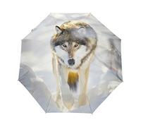 Use7 Winter Snow Hunting Wolf 3 Folds Auto Open Close Umbrella