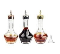 USEAMIE Bitters Bottle Set of 3, Glass Dasher Bottle 1.7oz, Decorative Professional Bar Tool for Cocktail Great for Bartender Home Bar Restaurant with Alloy Cap