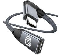 UseBean Right Angle USB C Extension Cable 0.5m, 90 Degree USB-C 3.2 Gen2 20Gbps Male to Female 4K Video Cord, L-Shape Type C Extender, for iPhone 16 15, MacBook Mac, Magsafe, Switch, Steam Deck