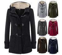 uSecee Autumn and Winter Leisure Exquisite Fashion Long-Sleeved Suit Collar Double-Breasted Nizi Jacket Windbreaker Coat Women Wine Red