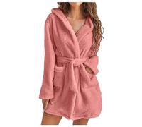 uSecee Dressing Gown for Women, 100% Cotton Terry Bath Robes for Women, Hooded Bath Robe, Soft Plush Bath Robe, Long Sleeve, Pockets, Robe Tie, Unisex