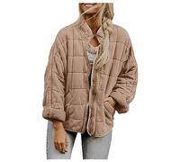 uSecee Women's Casual Cute Cropped Plaid Shacket Jackets Flannel Long Sleeve Button Down Short Shirt Coat Khaki