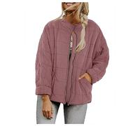uSecee Women's Jackets Lapel Double Pocket Fall Winter Plush Zipper Cardigan Plush Plaid Jacket Long Sleeve Fuzzy Warm Thickened Teddy Jacket Zip Fleece Jacket Women Pink