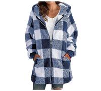 uSecee Women's Long Sleeve Knitted Cardigan Plaid Print Front Open Loose Fit Sweater Coat for Spring Autumn Winter