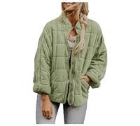 uSecee Women's Oversized Hooded Puffer Jacket Quilted Lightweight Long Sleeve Coat Winter Warm Padded Pullover Green