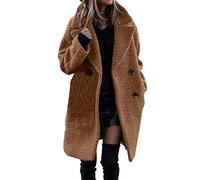 uSecee Women's Winter Warm Wool Blend Mid-Length Coat Notched Lapel Double Breasted Elegant Pea Coat Jackets