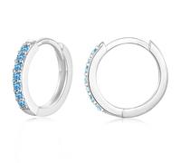 USEEDOVIA Silver Hoop Earrings for Women,Small Huggie Hoops Earrings 10.5mm,Hypoallergenic S925 Sterling Silver Earrings,Navy Blue Cubic Zirconia Earrings Birthday Gifts for Her