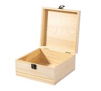 Useekoo Unfinished Wooden Storage Box with Hinged Lid and Front Clasp, 7.7'' x 7.7'' x 3.9'' Keepsake Box, Rustic Wood Gift Boxes for Jewelry, Art Hobbies and DIY lovers
