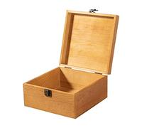 Useekoo Vintage 7.8'' x 7.8'' x 3.9'' Wooden Storage Box Container with Hinged Lid and Front Clasp, Keepsake Box, Rustic Wood Boxes for Crafts Art Hobbies and Home Decoration