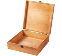 Useekoo Vintage Wooden Storage Box Container with Hinged Lid and Front Clasp, 12''x12''x3.93'' Large Keepsake Box, Rustic Wood Boxes for Crafts Art Hobbies and Valentine's Day Decoration