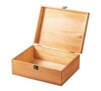 Useekoo Vintage Wooden Storage Box Container with Hinged Lid and Front Clasp, Large Keepsake Box, Rustic Wood Box for Crafts Art Hobbies and Decoration - 11''x8.4''x4.5''