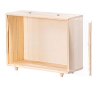 Useekoo Wooden Display Case for Collectibles, Wood Gift Box Storage Container with Handle and Slide Acrylic Lid, 10.4'' x 3.6'' x 8'' Shadow Box Unfinished Rustic Desktop Box for Dolls, Collections