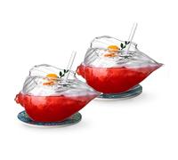 USEEKRIL Shell Cocktail glasses set of 2，11.8OZ creative tiki glasses with ocean coasters,suit for beach, themed bars and seaside parties.