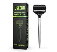 USEENN Ultra Wide Titanium Derma Roller for Face Hair Beard Scalp Skin Body Metal Handle 1200 Microneedling roller for Women and Men 0.25mm