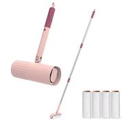 Useful Co Extendable Lint Roller -Lint Roller for Pet Hair, Couch Lint Roller, Large Lint Roller, Lint Roller for Floor with Sticky Sheets, 16cm to 110cm, 1 (7.5") Lint Roller + 4 Refills (Pink)