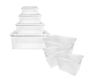 Useful Plastic Storage House Moving Container Boxes Sizes 12L, 20L, 27L, 32L, 55L & 80L for Garage, Bedroom, Living room - Multipurpose Plastic Storage Box (20 Litre, 5 Containers With Lids)