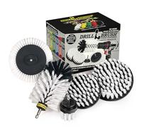 Useful Products Drill Power Scrubber - Automotive Edge Brush Kit with Extended Long Attachment - White Carpet Cleaner Set