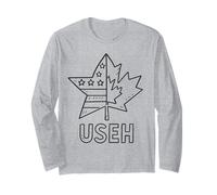 USEH Funny USA flag Canada flag Half Canadian American Long Sleeve T-Shirt