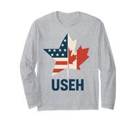 USEH Funny USA flag Canada flag Half Canadian American Long Sleeve T-Shirt