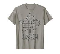 USEH Funny USA flag Canada flag Half Canadian American T-Shirt