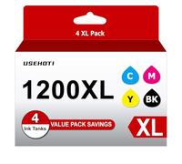 USEHOTI PGI-1200XL Compatible for Canon Maxify 1200 Ink Cartridges Work with Canon MB2720 MB2120 MB2020 MB2320 MB2030 MB2050 MB2350 (Black Cyan Magenta Yellow, 4XL Pack)