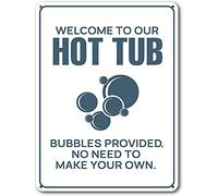 UseLoud Bathroom Decor Signs Welcome to Our Hot Tub White Backyard Metal Sink Signs Wall Art Metal Signs 8x12 Inch - Hot Tub Rules Tin Signs - Home Decor - Decorative Plaques