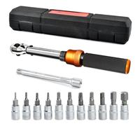 USENG 13 Pieces Motorcycle Bicycle Torque Torque, 1-25 Nm, 1/4 ft Torque Wrench for Car, 72 Teeth Reversible Ratchet, Torque Wrenches Comes with Extension Bar, Allen Key and Plum Socket