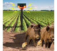 User Friendly Outdoor Motion Sensor System Powered by Solar Energy, Offering Various Sounds for Intruder Deterrence (Red)