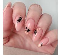 User Friendly Press On Nails Set Leaf Glitters Styles Easy To Apply Nails Art For Parties Daily Travel Wear Black Leaf Glitters Press On Nail
