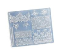 User-friendly silicone nail art mould with elegant 3D lace patterns that allows the creation and efficient care of all lace designs