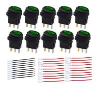 User Friendly Weatherproof Round Rocker Switch Enhanced by an Illumination Feature Supporting Various Installations (Green)