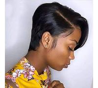 Usexy Hair Pixie Cut Lace Front Wigs Human Hair 13X4X1 Lace Front Wigs Human Hair Short Bob Wigs Straight Lace Front Pixie Cut Wigs For Black Women Pre Plucked With Baby Hair (Natural Color)