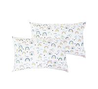 USfivefam 100% Cotton Kids Pillow case 2 Pack Rainbow Clouds Sky Kids' Pillowcases, Soft Cotton 14x20Inch Toddler Pillow Cover Pillow Shams, Travel Pillow Cases with Envelope Closure for Bedding