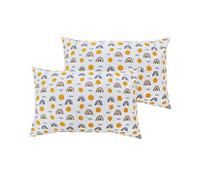 USfivefam 100% Cotton Kids Pillow case 2 Pack Sun and Rainbows Pillow Case, Soft Cotton Modern Art Toddler Pillowcases, Travel Pillow Shams with Envelope Closure, Standard 20" X 30" Pillowcase