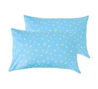 USfivefam White and Yellow Footprints Paw Blue Pillowcases, 2 Pcs Toddler Kids Cotton Pillow Cover, Soft Pillow Shams Travel Pillow Cases with Envelope Closure for Bedding, 14x20Inch Pillow Case