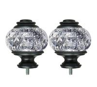 USFOOK 2 Pack Window Treatment Finials for 1 or 7/8 Inch Curtain Rods, Black Drapery Rods Replacement Finials with M6 Screws, Translucent Finials Embedded with Silver Foil