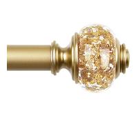 USFOOK Curtain Rods for Windows 72 to 144 Inch, 7/8 inch Luxury Gold Curtain Rod, Telescoping Splicing Drapery Rods with Decorative Translucent Finials