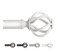 USFOOK Long Curtain Poles for Eyelet Curtains 80 to 365, 22 mm White Curtain Pole for Windows, Metal Extendable Drapery Rods with Twisted Cage Finials