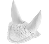 USG Fly Veil Cotton with Elastic Ear Protector with Double Rope, Pony/ Cob, White