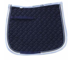 USG General Purpose Quillted Saddle Cloth with Double Rope Piping, Pony, Navy/ Ice Blue/ Ecru with Border, Navy/ Ice Blue