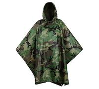 USGI Industries Military Style Poncho Multi Use Rip Stop Camouflage Rain Poncho, Woodland, One size