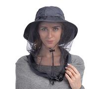 USHAKE Head Net Hat, Safari Hat Sun Hat Bucket Hat with Hidden Net Mesh (Dark Grey)