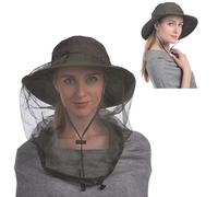 USHAKE Head Net Hat, Safari Hat Sun Hat Bucket Hat with Hidden Net Mesh Green