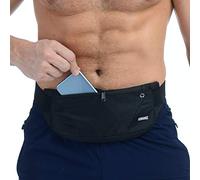 Ushake Running Belt, Men or Women Ultra Light Bounce Free Waist Pouch Bag Fitness Workout Belt Sport Waist Pack Exercise Waist Bag for iPhone X XS 7 SE 6 6+ Samsung in Running Gym Marathon-02BLACK