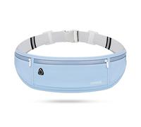 USHAKE Slim Running Belt, Workout Fanny Pack for Men Women,Exercise Waist Pack for Apple iPhone Holder, Runner Belt for Running Walking Cycling Camping Gym, Light Blue, One Size, Slim Running Belt