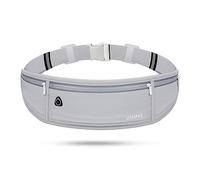 USHAKE Slim Running Belt, Workout Fanny Pack for Men Women,Exercise Waist Pack for Apple iPhone Holder, Runner Belt for Running Walking Cycling Camping Gym, Light Grey, One Size, Slim Running Belt